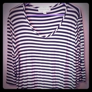 Striped V Neck Top